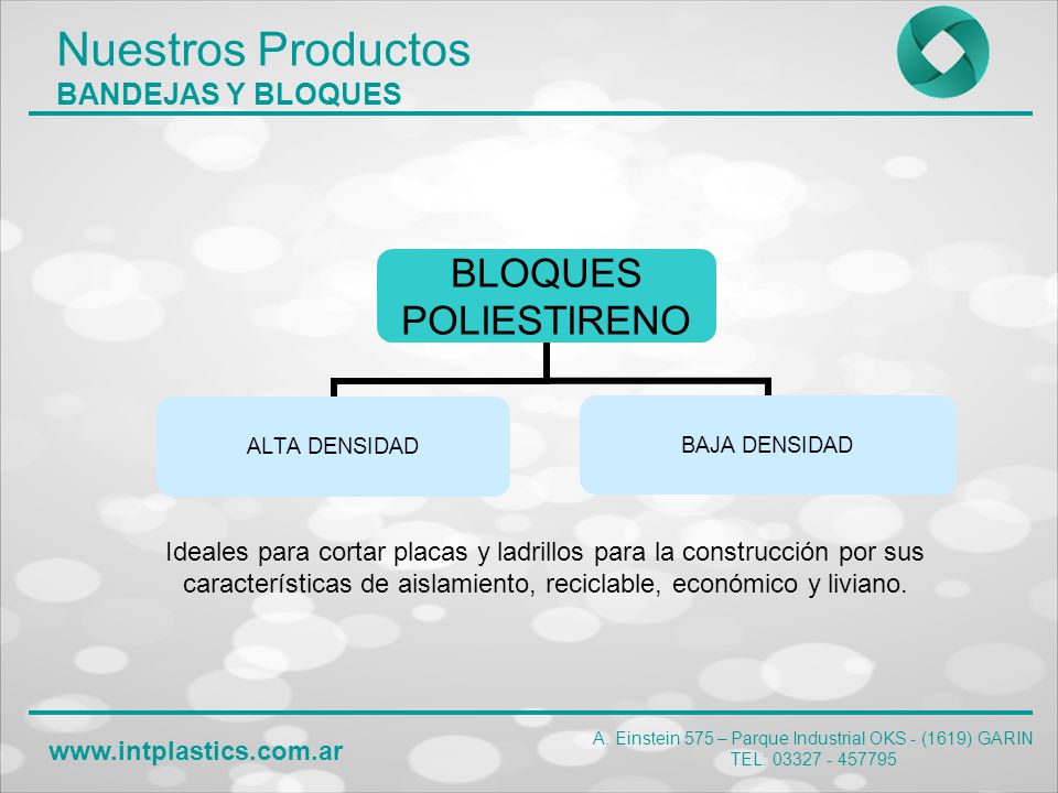 Nuestros Productos BANDEJAS Y BLOQUES