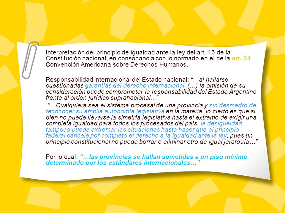 Interpretación del principio de igualdad ante la ley del art