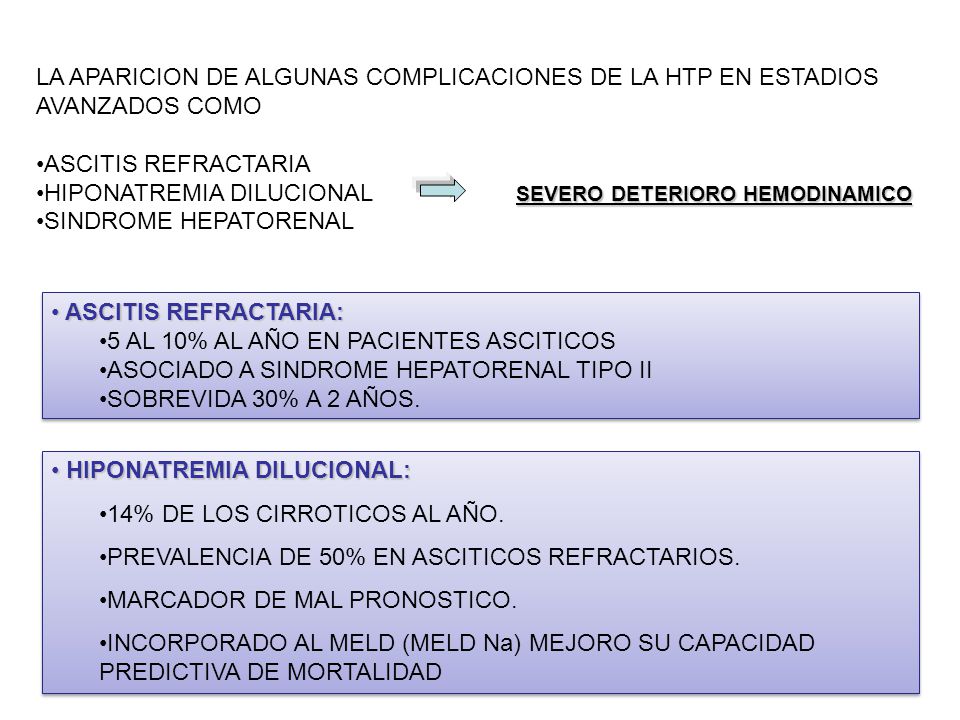 LA APARICION DE ALGUNAS COMPLICACIONES DE LA HTP EN ESTADIOS AVANZADOS COMO