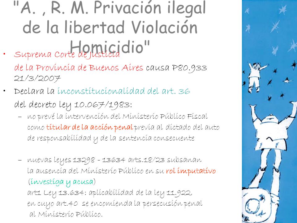 A. , R. M. Privación ilegal de la libertad Violación Homicidio