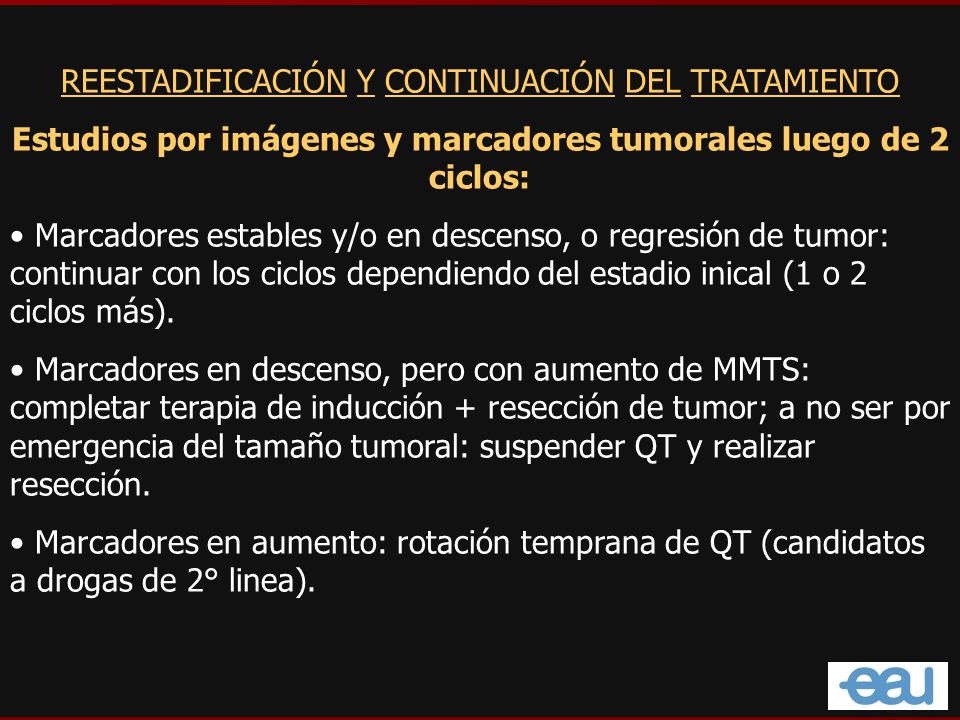 Estudios por imágenes y marcadores tumorales luego de 2 ciclos: