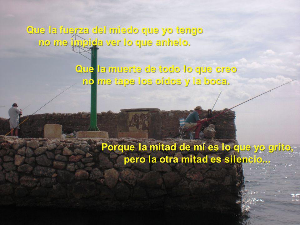 Que la fuerza del miedo que yo tengo no me impida ver lo que anhelo.