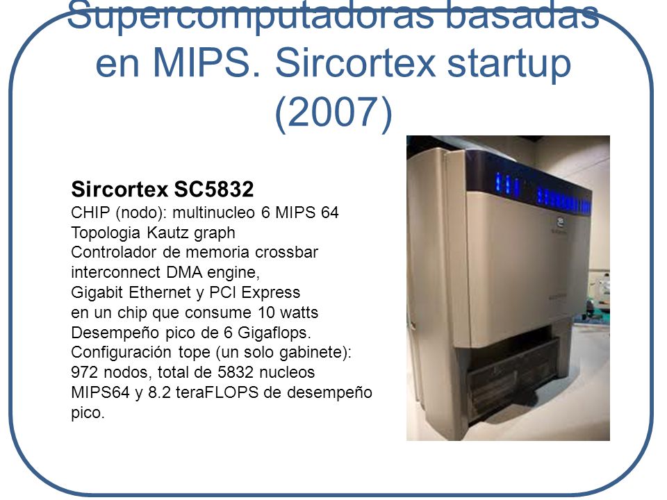 Supercomputadoras basadas en MIPS. Sircortex startup (2007)