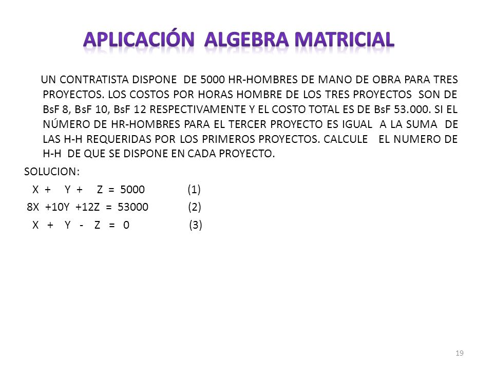 Aplicación algebra matricial