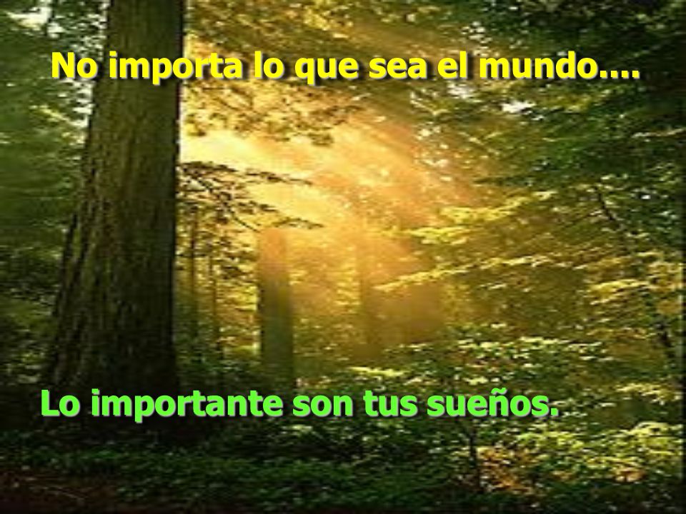 No importa lo que sea el mundo.... Lo importante son tus sueños.
