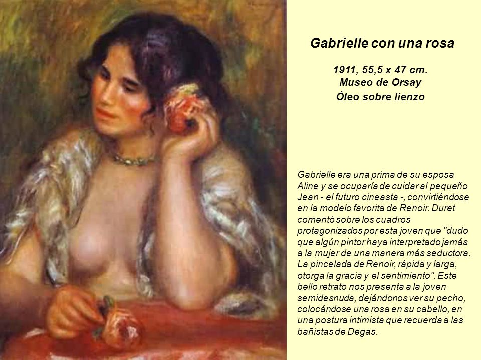 Gabrielle con una rosa 1911, 55,5 x 47 cm. Museo de Orsay