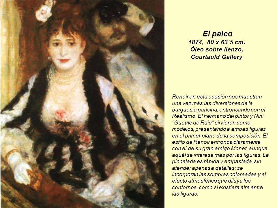 El palco 1874, 80 x 63´5 cm. Óleo sobre lienzo, Courtauld Gallery