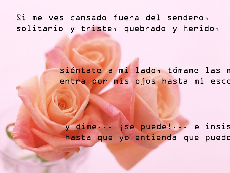 Si me ves cansado fuera del sendero, solitario y triste, quebrado y herido,