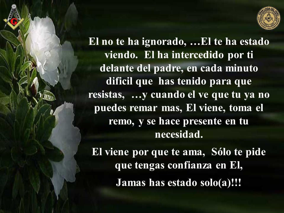 El viene por que te ama, Sólo te pide que tengas confianza en El,