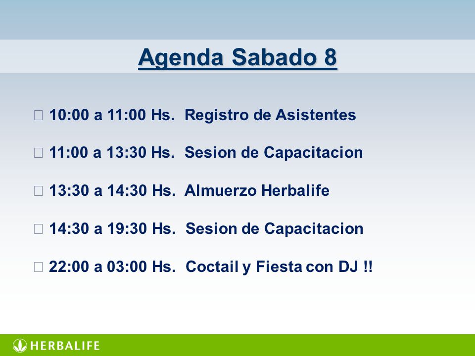 Agenda Sabado 8  10:00 a 11:00 Hs. Registro de Asistentes