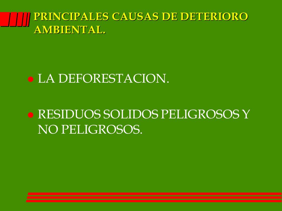 PRINCIPALES CAUSAS DE DETERIORO AMBIENTAL.