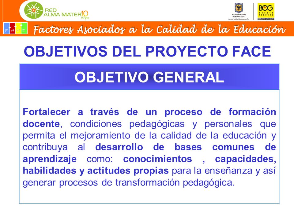 OBJETIVOS DEL PROYECTO FACE