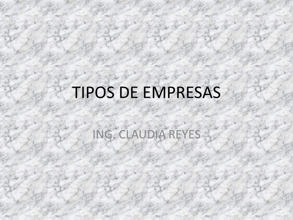 TIPOS DE EMPRESAS ING. CLAUDIA REYES
