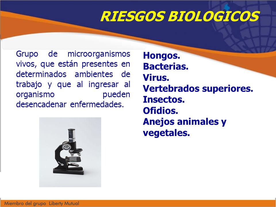 RIESGOS BIOLOGICOS Hongos. Bacterias. Virus. Vertebrados superiores.