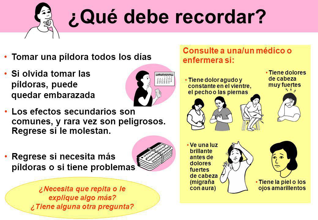 ¿Qué debe recordar Tomar una píldora todos los días