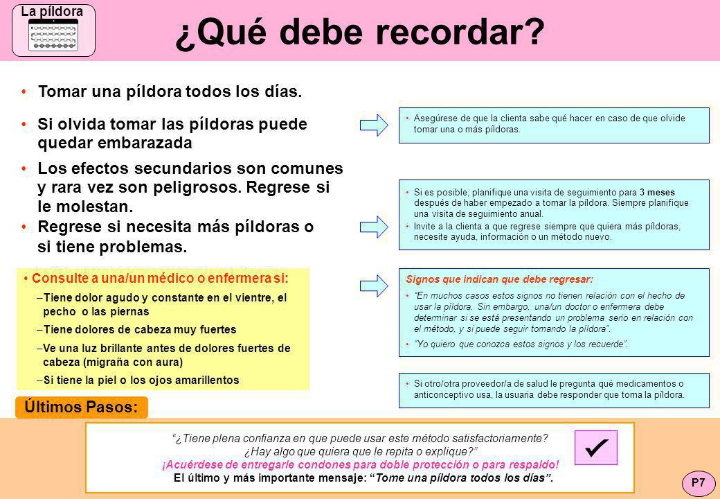 ¿Qué debe recordar Tomar una píldora todos los días.
