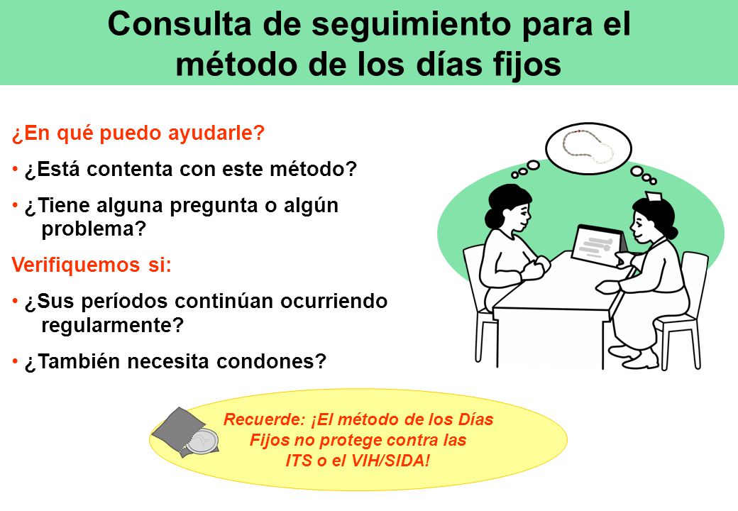 Consulta de seguimiento para el método de los días fijos