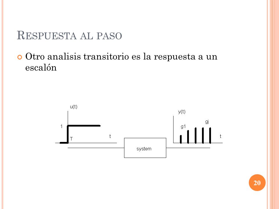 Respuesta al paso Otro analisis transitorio es la respuesta a un escalón