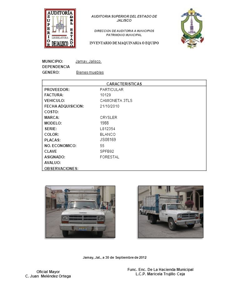 AUDITORÍA L V I I DE JALISCO LEGISLATURA SUPERIOR DEL ESTADO 1988