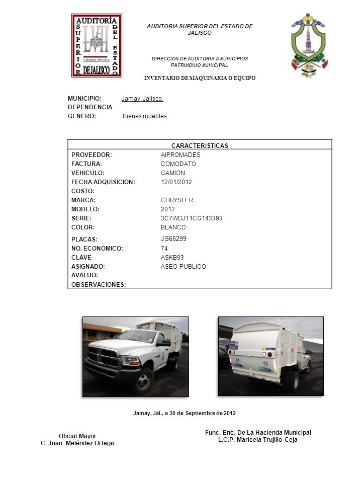 AUDITORÍA L V I I DE JALISCO LEGISLATURA SUPERIOR DEL ESTADO JS66299