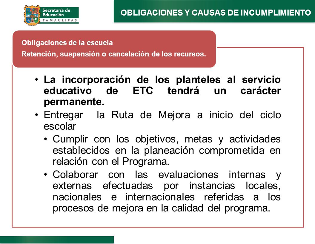 Entregar la Ruta de Mejora a inicio del ciclo escolar