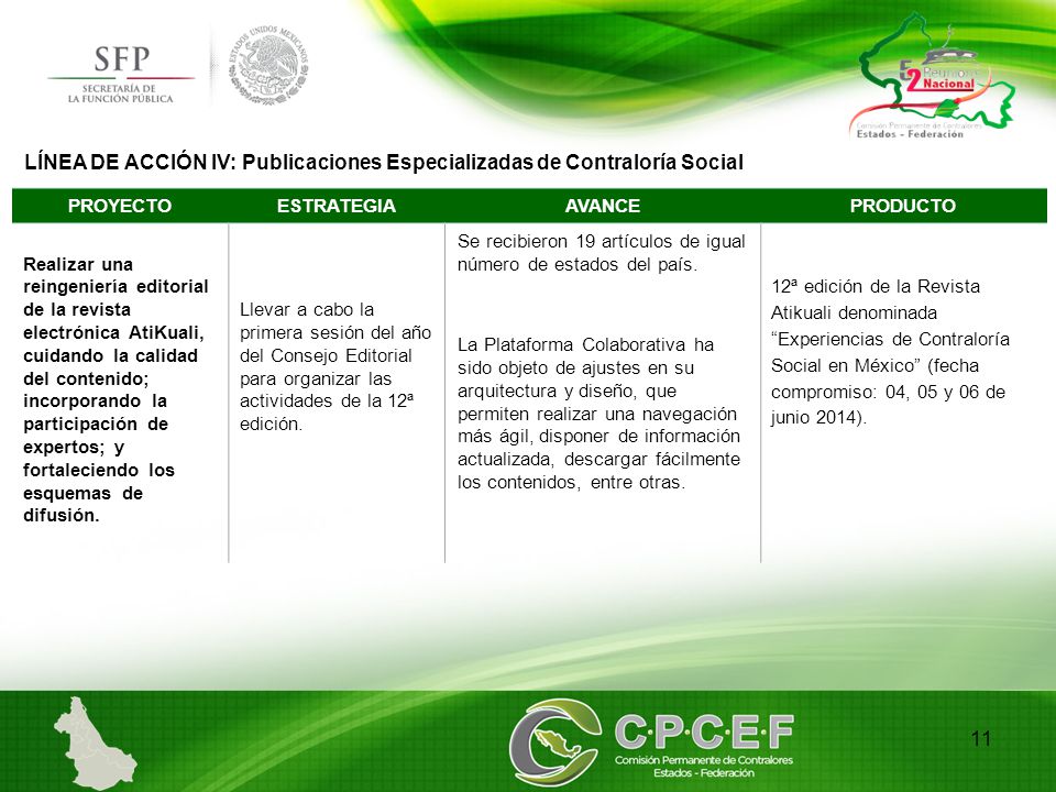 LÍNEA DE ACCIÓN IV: Publicaciones Especializadas de Contraloría Social
