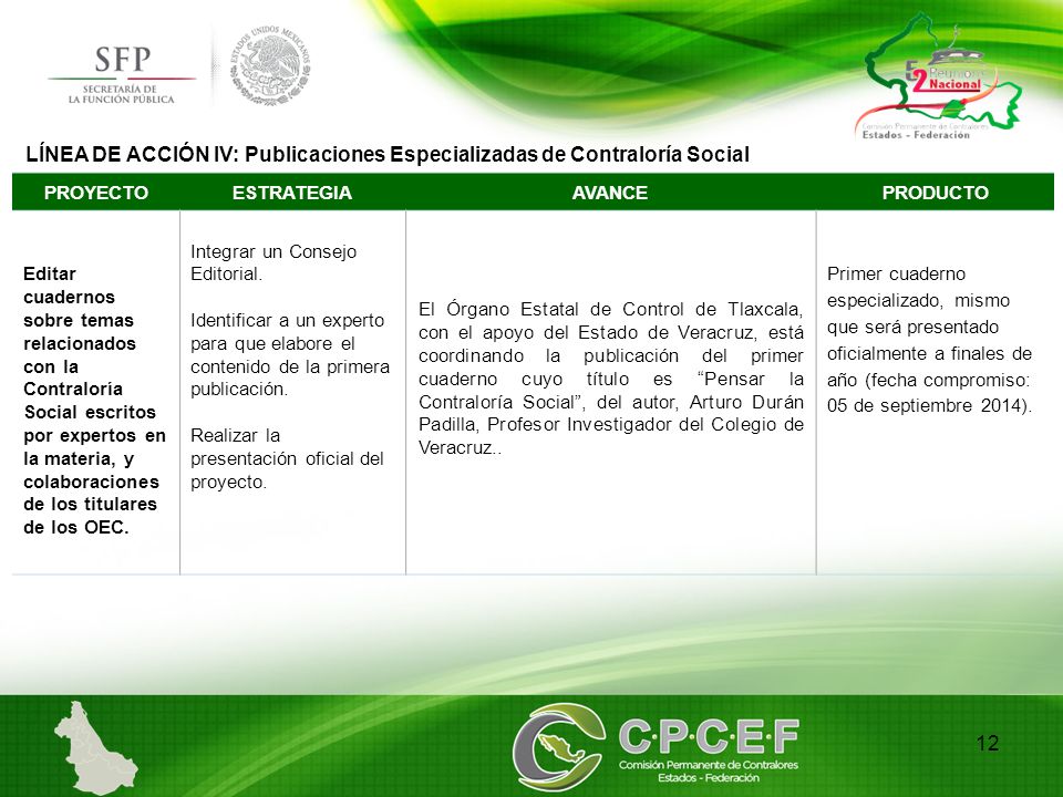 LÍNEA DE ACCIÓN IV: Publicaciones Especializadas de Contraloría Social