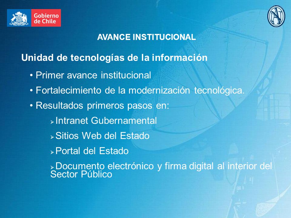 Unidad de tecnologías de la información Primer avance institucional