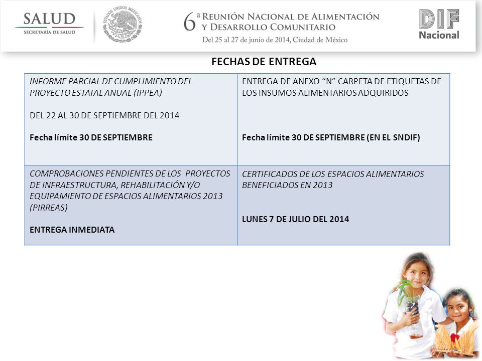 FECHAS DE ENTREGA INFORME PARCIAL DE CUMPLIMIENTO DEL PROYECTO ESTATAL ANUAL (IPPEA) DEL 22 AL 30 DE SEPTIEMBRE DEL