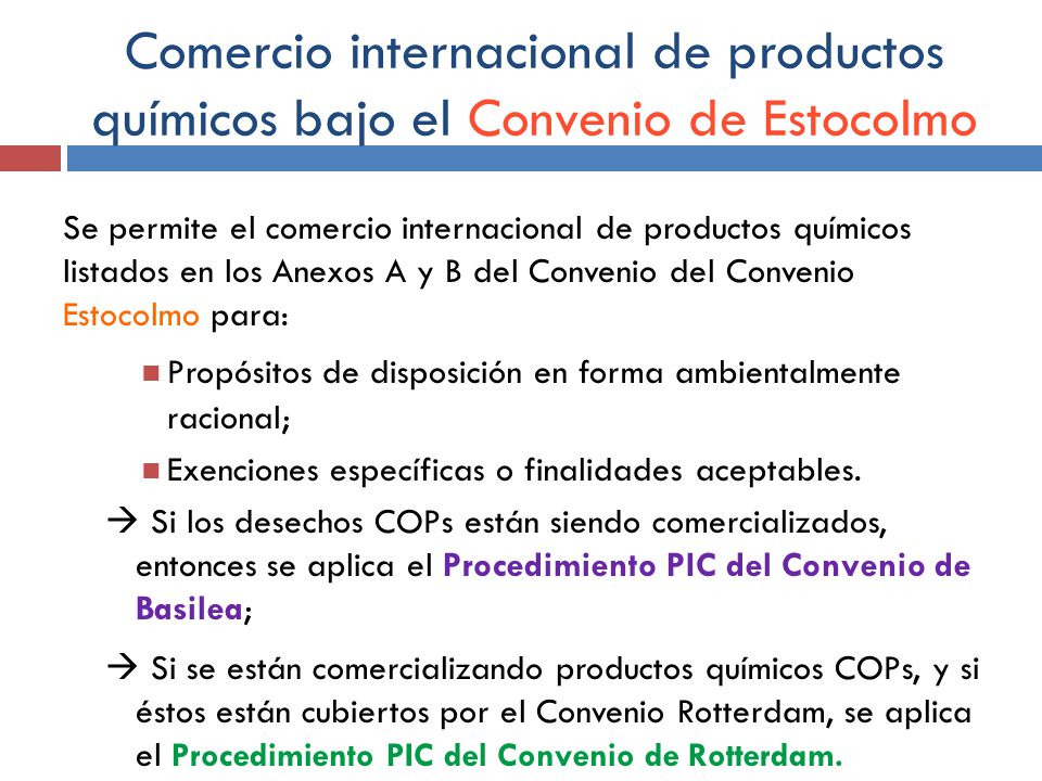 Comercio internacional de productos químicos bajo el Convenio de Estocolmo