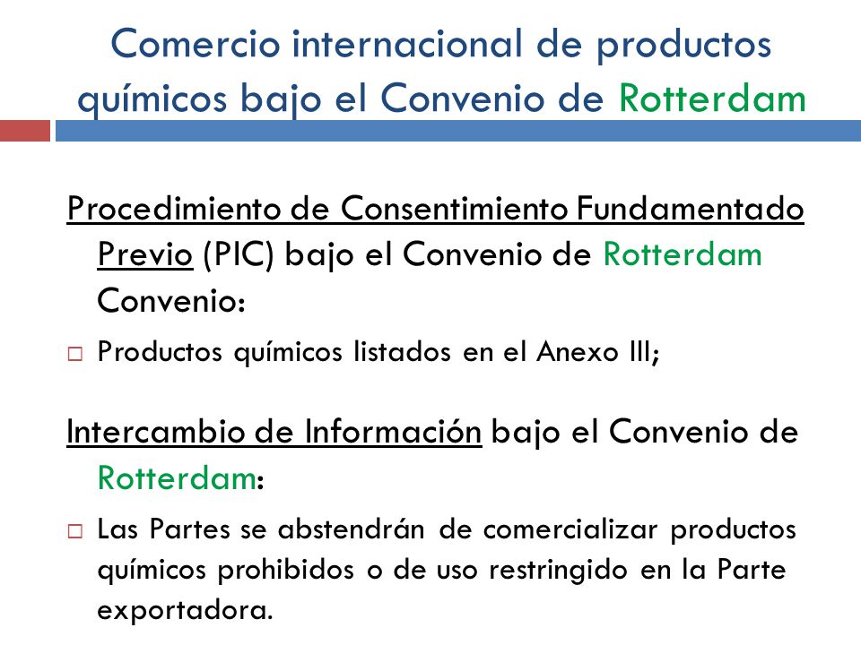 Comercio internacional de productos químicos bajo el Convenio de Rotterdam