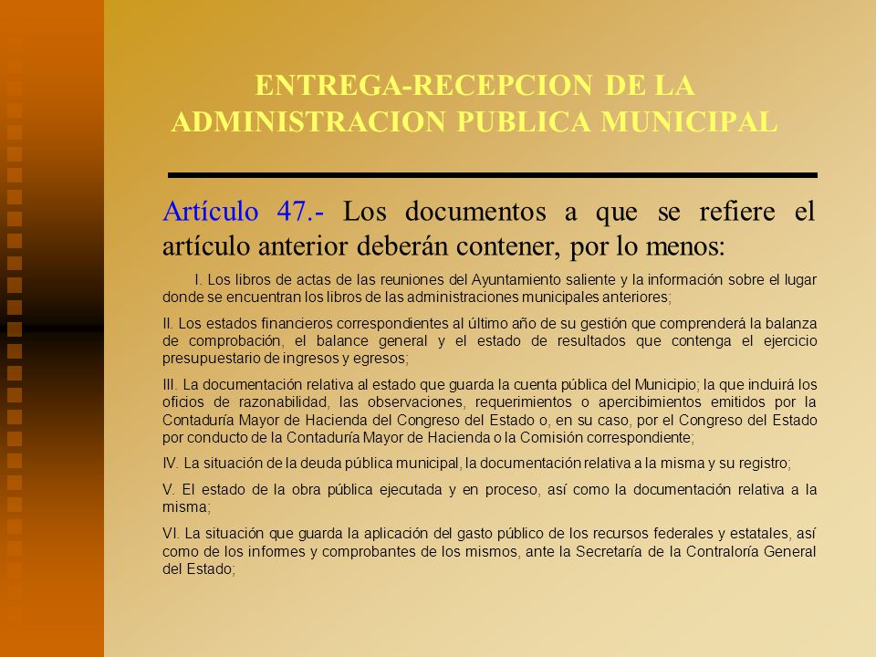 ENTREGA-RECEPCION DE LA ADMINISTRACION PUBLICA MUNICIPAL