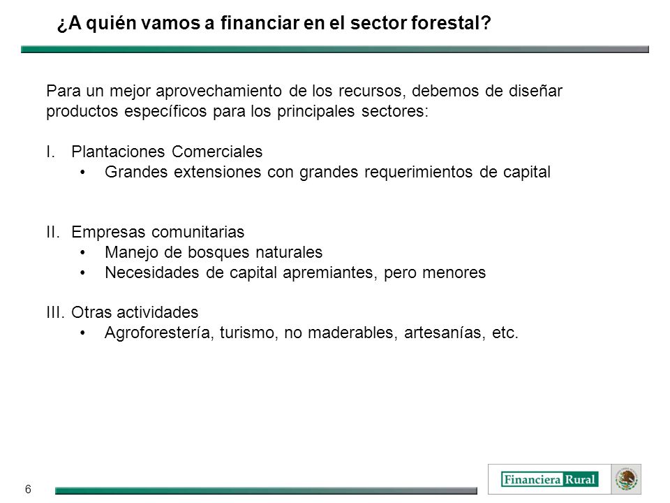 ¿A quién vamos a financiar en el sector forestal