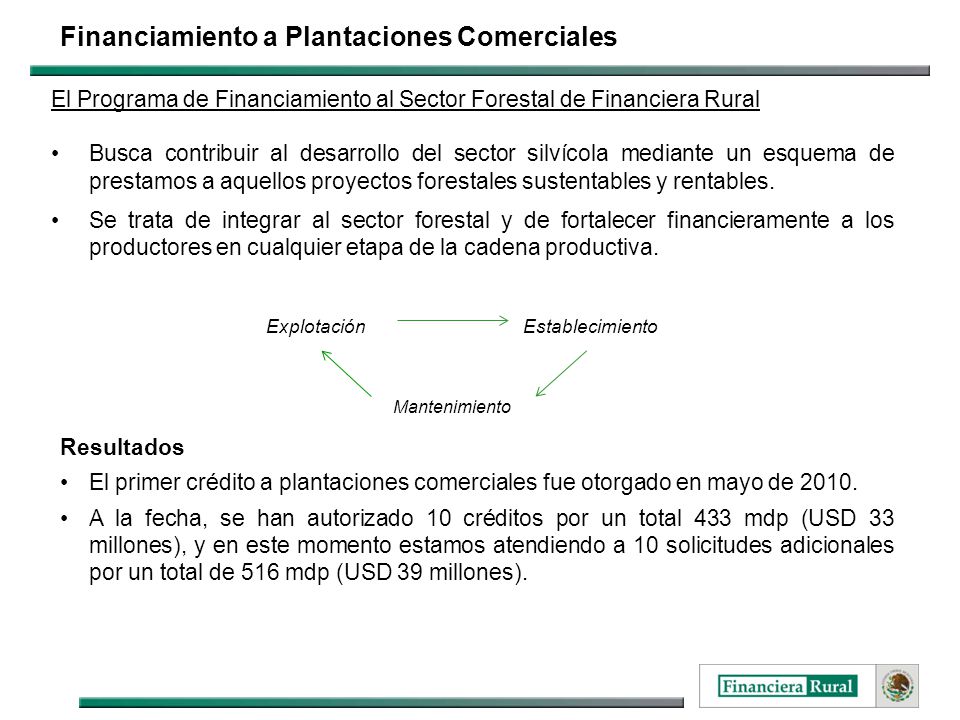 Financiamiento a Plantaciones Comerciales