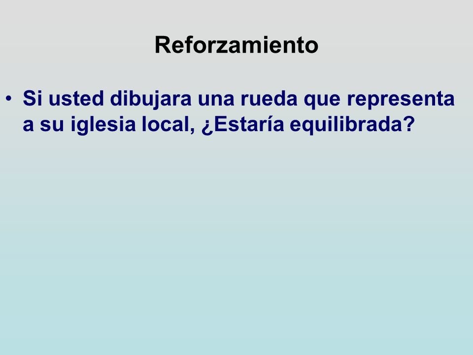 Reforzamiento Si usted dibujara una rueda que representa a su iglesia local, ¿Estaría equilibrada