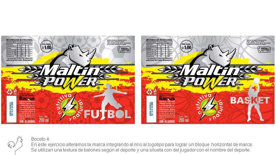Boceto 4: En este ejercicio alteramos la marca integrando al rino al logotipo para lograr un bloque horizontal de marca.