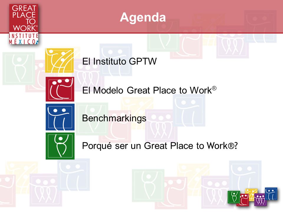 Agenda El Instituto GPTW El Modelo Great Place to Work® Benchmarkings