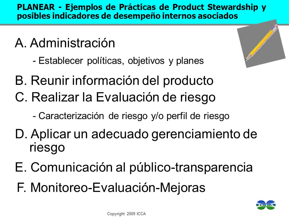B. Reunir información del producto C. Realizar la Evaluación de riesgo