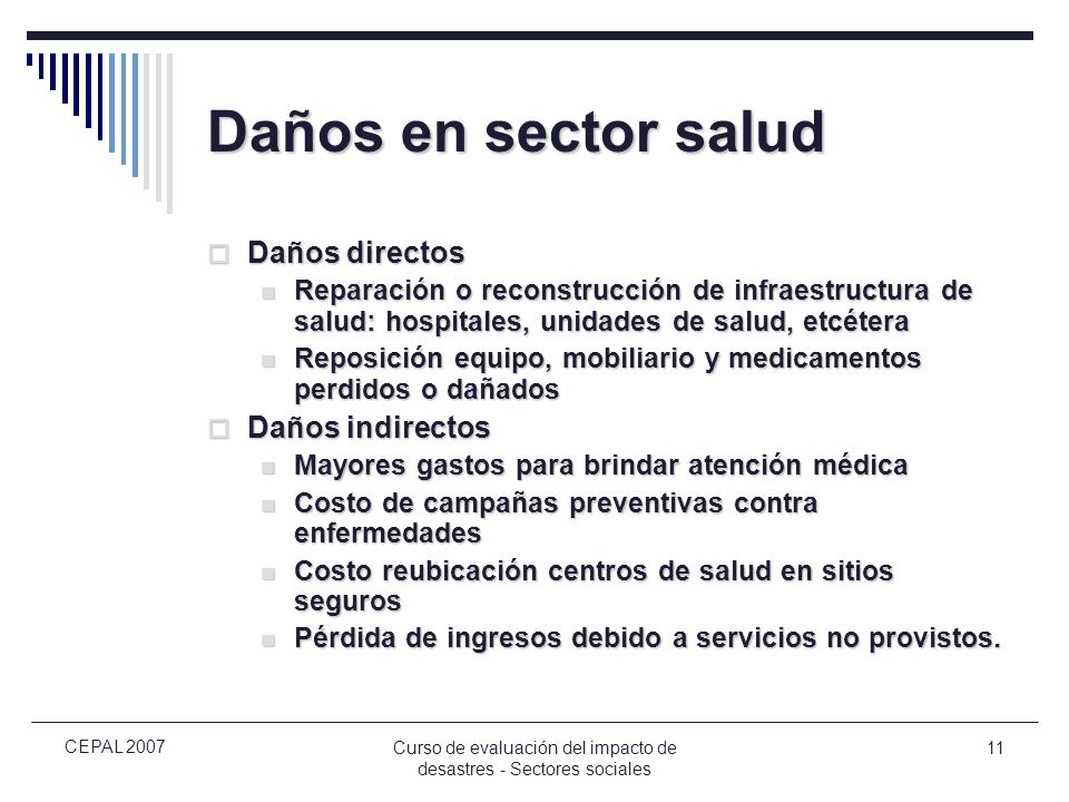 Curso de evaluación del impacto de desastres - Sectores sociales