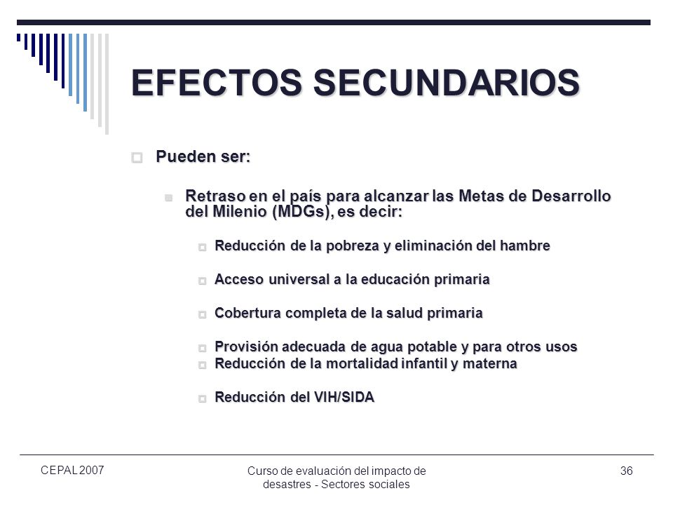 Curso de evaluación del impacto de desastres - Sectores sociales