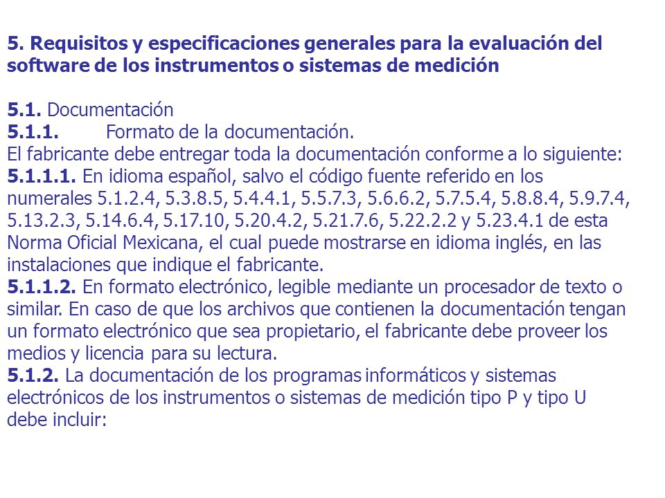 5. Requisitos y especificaciones generales para la evaluación del software de los instrumentos o sistemas de medición