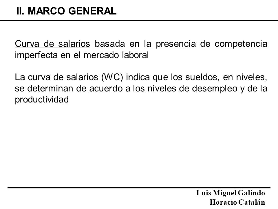 II. MARCO GENERAL Curva de salarios basada en la presencia de competencia imperfecta en el mercado laboral.