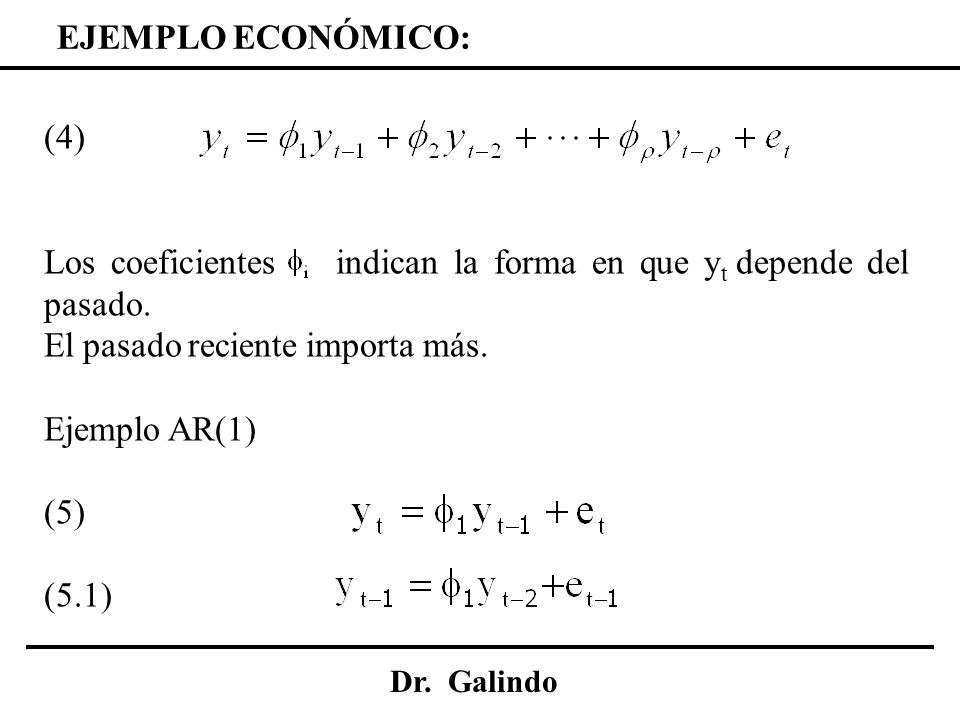Los coeficientes indican la forma en que yt depende del pasado.