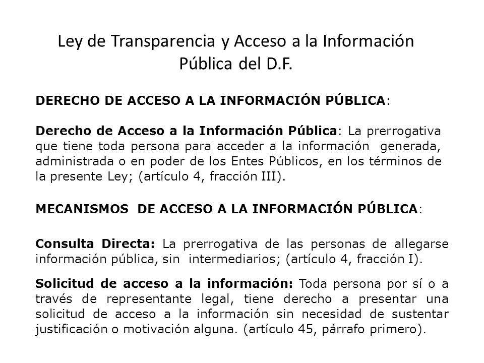 Ley de Transparencia y Acceso a la Información Pública del D.F.