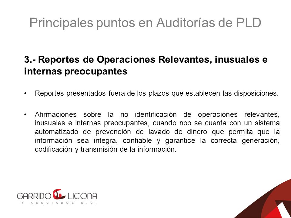 Principales puntos en Auditorías de PLD
