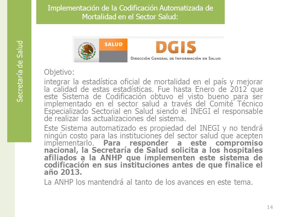 Implementación de la Codificación Automatizada de Mortalidad en el Sector Salud: