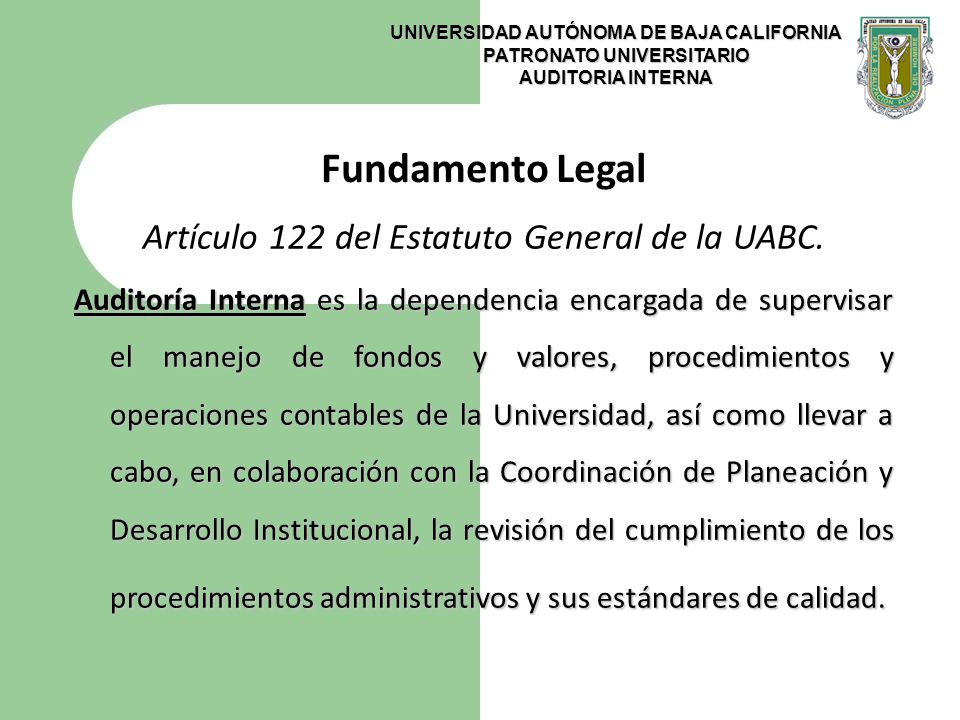 Artículo 122 del Estatuto General de la UABC.