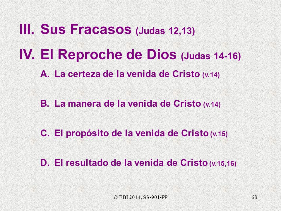 III. Sus Fracasos (Judas 12,13) IV. El Reproche de Dios (Judas 14-16)