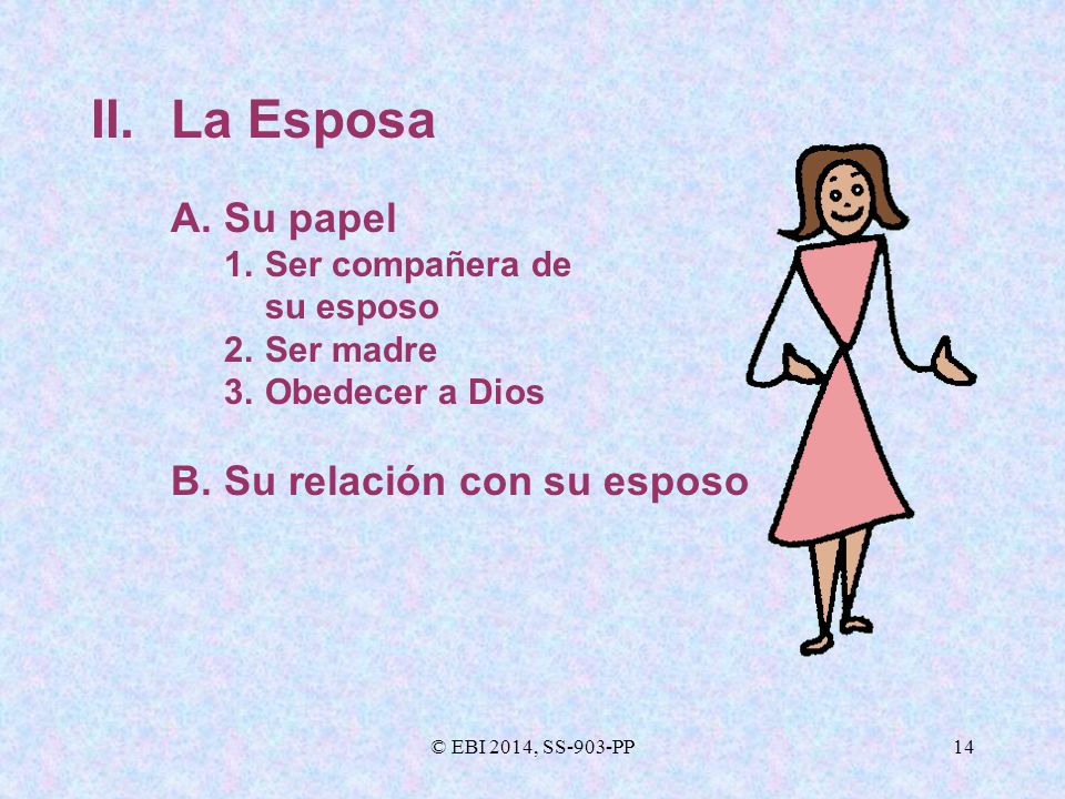 II. La Esposa A. Su papel B. Su relación con su esposo