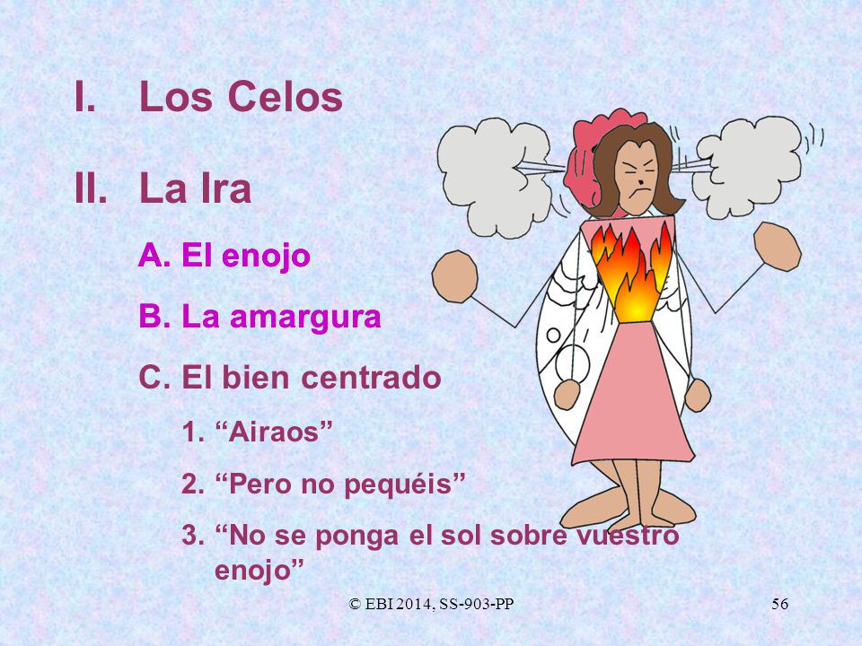 I. Los Celos II. La Ira A. El enojo B. La amargura A. El enojo